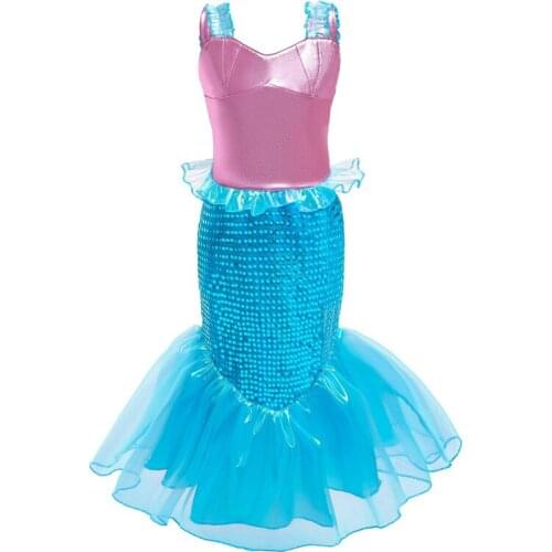 Kids Girls Mermaid Tail Costume Baby Children Princess Ariel Mermaid Sling Dress Party Dress Up Outfit Clothes for Girl C36683CH