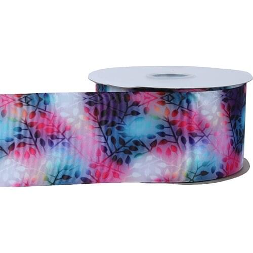 FLRA Ribbon Rainbow flower printed grosgrain ribbon omber floral ribbon for wedding