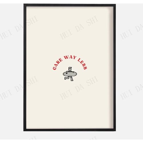Care Way Less Art Print Poster | Chill Aesthetic Print, Surfer Art, Relaxed Art Print, Alternative Print, Minimalist, Travel Art