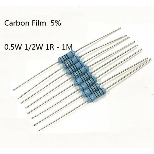 0.5W 1R-1M 0.5W 1ohm to 1M 1/2W 1R to 1M 1/2W Carbon film 5% 500pcs/LOT Free shipping