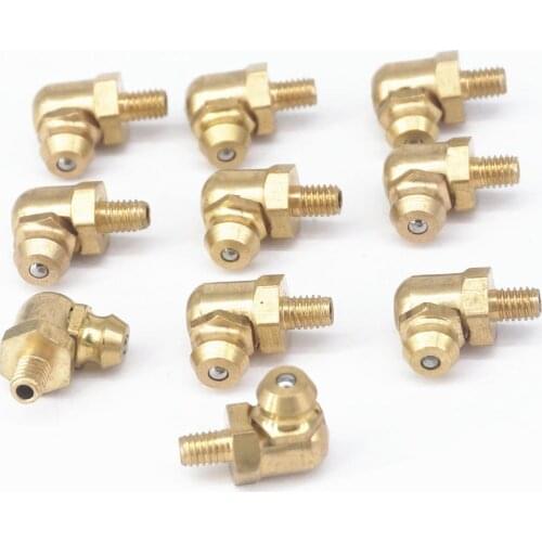 M6 x 0.75mm Metric Male 90 Degrees Brass Grease Zerk Nipple Fitting For Grease Gun Machine Tool Accessories
