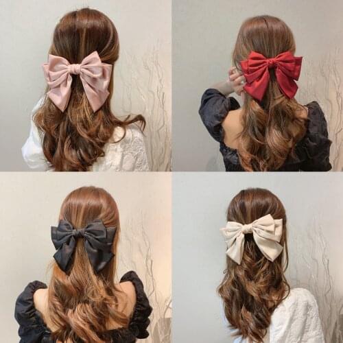 Fashion 3 Layered Big Bow Hair Clip Sweet Satin Chiffon Bowknot Barrette Vintage Style Elegant Hair Grip Hairpin For Women Girls