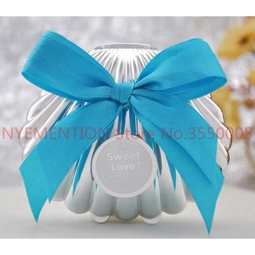 Sea Shell wedding party favor holder chocolate gift candy boxes with butterfly knot Wedding Party shower Favors gifts 200pcs
