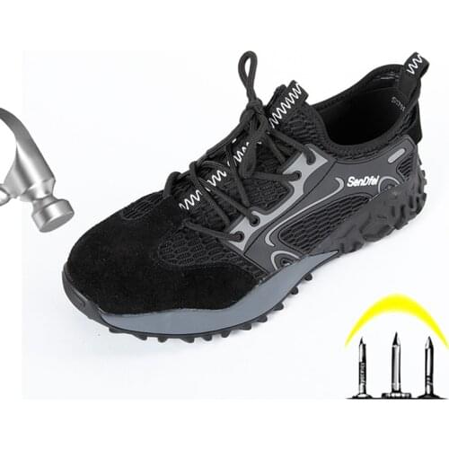 2021 New Mesh Breathable Safety Shoes Size 39-45 Mens Work Boots Outdoor Lightweight Indestructible Safety Work Shoes for Male