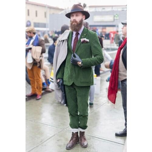 2017 Latest Coat Pant Designs Green Velvet Men Suit Slim Fit 2 Piece Custom Tuxedo Groom Blazer Prom Party Suits Terno Masuclino