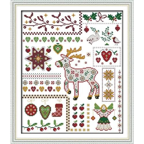 Everlasting Love Santa Elk With Dolls Ecological Cotton Chinese Cross Stitch Kits Counted Stamped 14CT 11CT New Sales Promotion