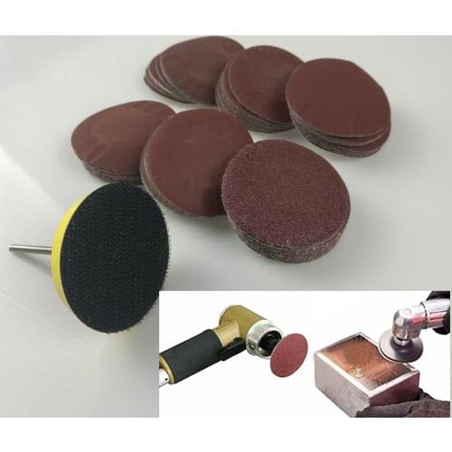 New 60pcs 2" 50mm Sandpaper Disc 100/240/600/800/1000/2000 Grits + 50mm Loop Sanding Pad with 45x3mm Shank