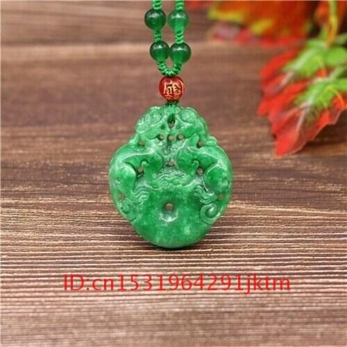 Charm for Women Pixiu Natural Amulet Carved Double-sided Hand Gifts Jewelry Green Jadeite Fashion Jade Pendant Necklace Chinese