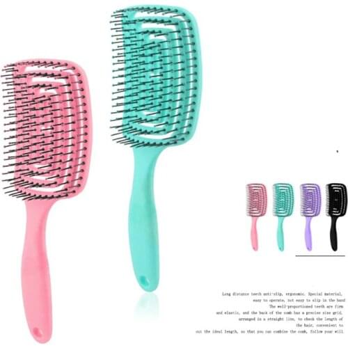 Portable Hair Brush Scalp Massage Comb Salon Women Rubber Anti-skid Handle Dry Wet Hairdressing Style Tool Hairbrush Health Care