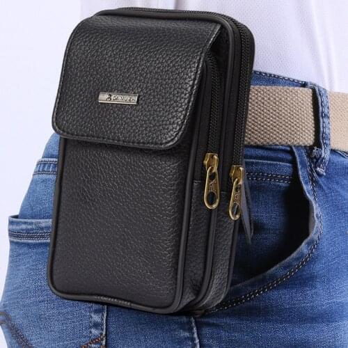 Men PU Leather Waist Bag Casual Bum Belt Pack Outdoor Travel Small Phone Pouch Casual Fashion Belt Bags Stylish Waist Bag