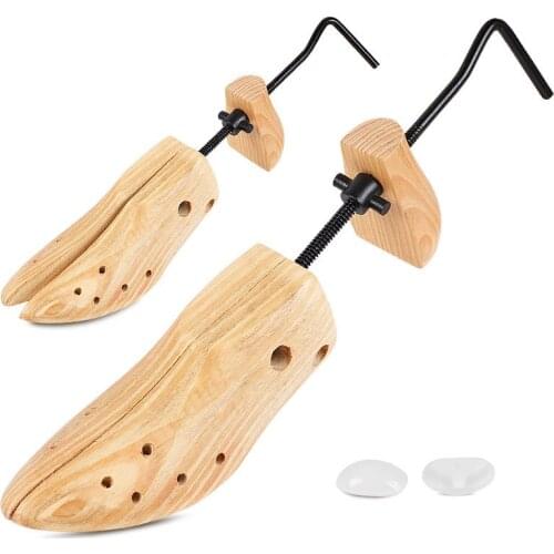 Unise 2 Pcs Shoe Stretcher Wooden Shoes Tree Shaper Rack,Wood Adjustable Flats Pumps Boots Expander Trees Size S/M/L Shields