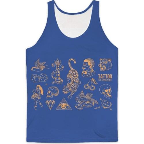 REAL American SIZE Tattoo Series Sublimation Print Tank top - plus size