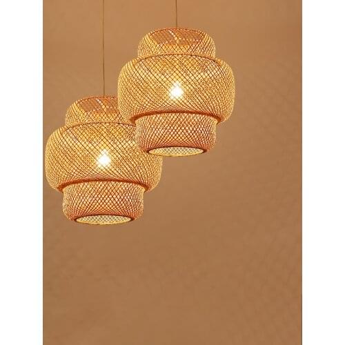 Handmake Rattan Pendant Lights Homestay Bamboo Weaving Hanging Lamps Loft Living Room Decor Lamp Tearoom Restaurant Chandeliers