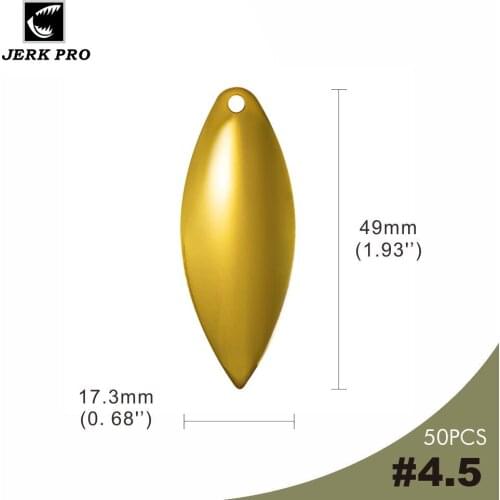 JERK PRO 50PCS Size 4.5 Gold Plating Smooth Steel Willow leaf Spinner Blades Spinnerbait Part Fishing Lure Angler’s Tackle Craft