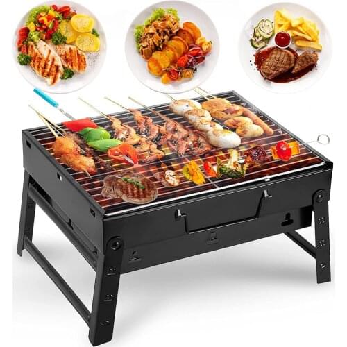 Charcoal Grill BBQ Grill Folding Portable Lightweight Barbecue Grill Small desk Tabletop Outdoor Grill for Camping Picnics