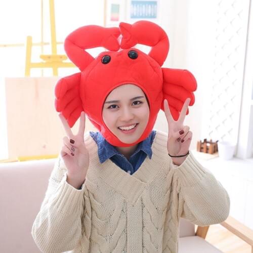 Cartoon Crocodile Crab Hat Cosplay Funny Hats Kawaii Headgear Headwear Women Men Adult Halloween Festival Party WarmCaps Plush