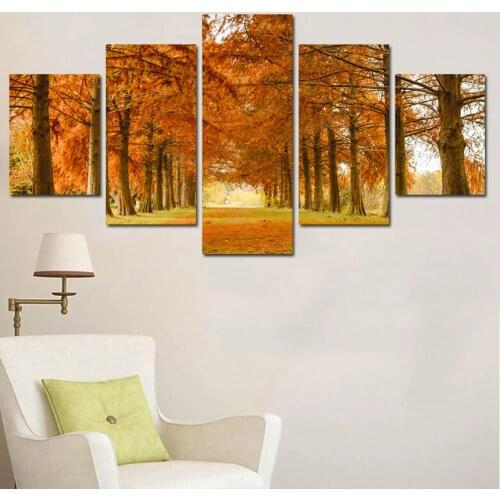5 Panel Modern Abstract Printed Tree Painting Picture Cuadros Wall Art Landscape Canvas Painting For Living Room No Framed FA523