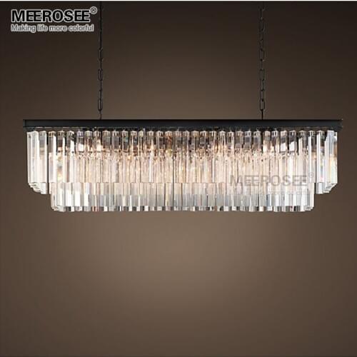 Modern Rectangle Pendant Lights Crystal Hanging Lustre de cristal Lamp Dining room foyer Pendant Lighting 100% Guarantee