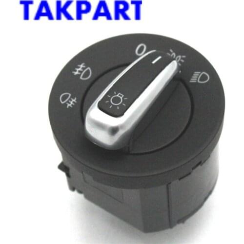 TAKPART Euro Chrome Headlight Fog Lights Switch For Volkswagen Passat CC Golf MK5 MK6 5ND941431A