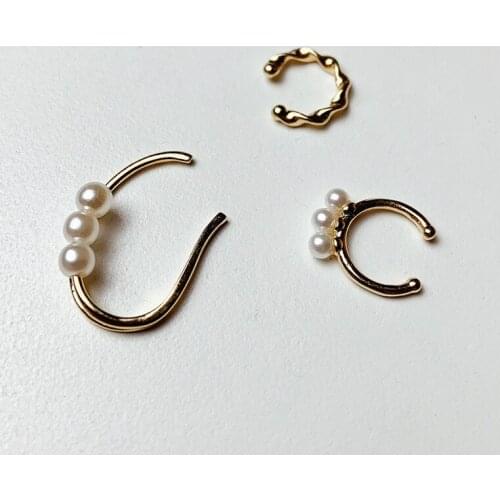 Goth U Pin Earcuff Fake Piercing Clip on Earrings for Women Man Charms Pearl Ear Cuff Set Pearls Earrings Korean Fashion Jewelry