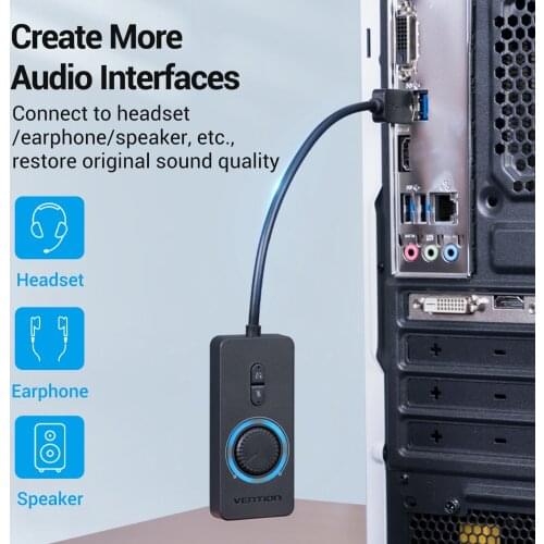 External Stereo Sound Adapter Audio Adapter No Drivers Needed USB Sound Card for Laptops Windows