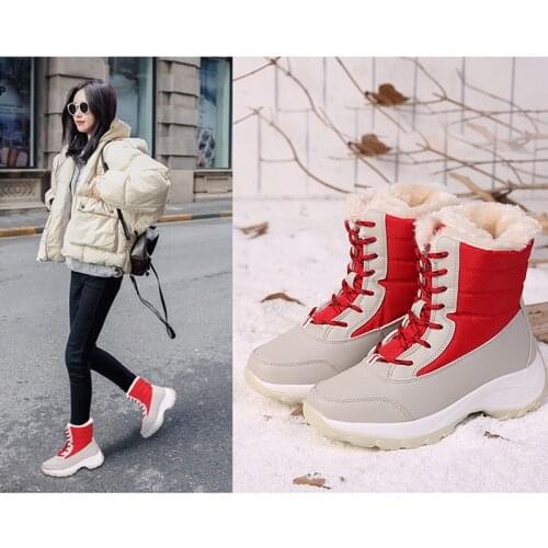 Women Boots Winter Shoes Women Snow Boots Plus Size Mixed Color Thick Platform Warm Plush Boots Female Botas Mujer Booties