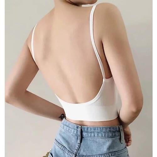 DeRuiLaDy Thin Strap Bralette Sexy Lingerie Seamless Soft Bras For Women Wireless Push Up Bra Comfortable Backless Underwear