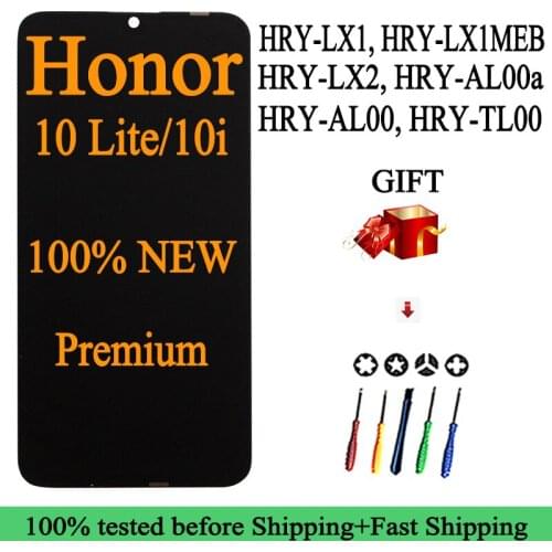 100% New HRY-LX1/LX1MEB/LX2/AL00a/AL00/TL00 Premium Quality Lcd For Huawei Honor 10 Lite Touch Screen Display For honor 10i