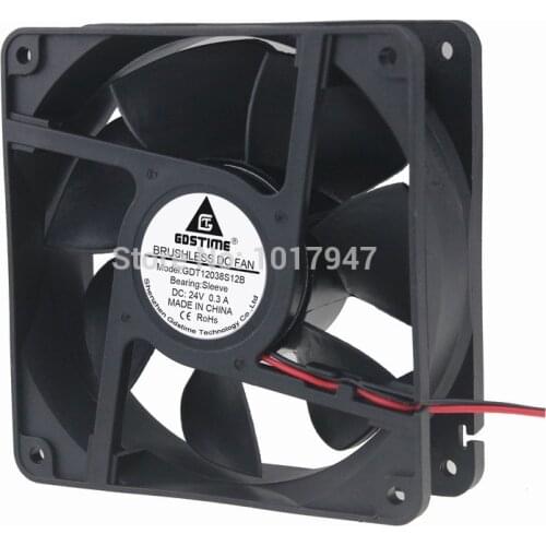 1Pieces Gdstime DC 24V 12038 120mm 120*120*38 2Pin Connector Brushless Cooler Radiator Fan