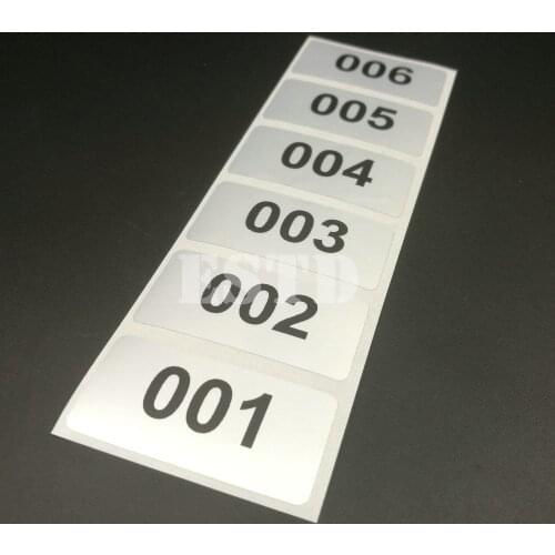1000pcs Labels Consecutive Number Inventory stickers Silver Waterproof 1.57*0.78"