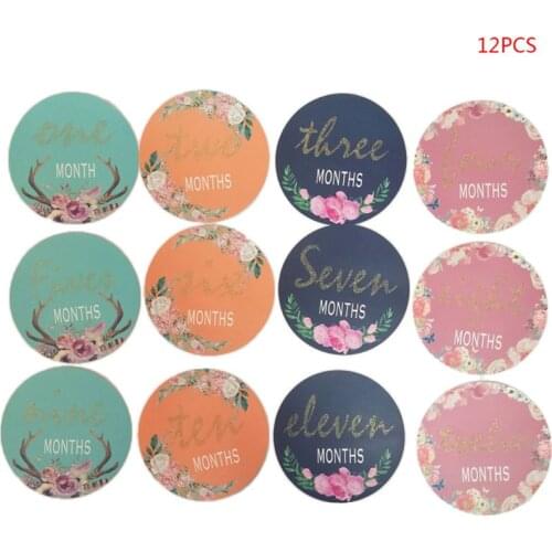12 Pcs/set Baby Girls Boys Milestone Stickers 12 Monthly Photo Picture Props Infant Newborn Shower Memory Gift 69HE