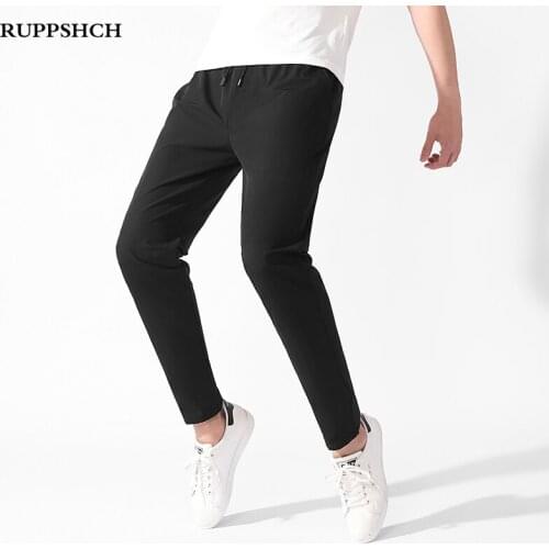 2021 Summer New Men Ice Silk Stretch Quick-drying Casual Pants Men Thin Sports Breathable Slim Straight Long Pants Men Pants