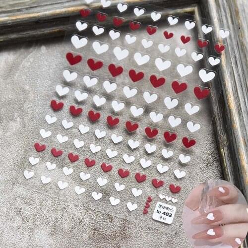 3D Geometric Heart Nail Art Stickers White Red Star Design Nails Relief Adhesive Colorful Nail Art Tips Tattoo Manicure