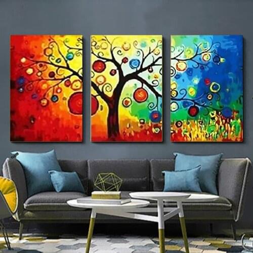 40x50cm/3Pcs DIY Painting By Numbers Colorful tree Decoration Gift DIY Art Paint By Numbers Acrylic Painting Hand Painted