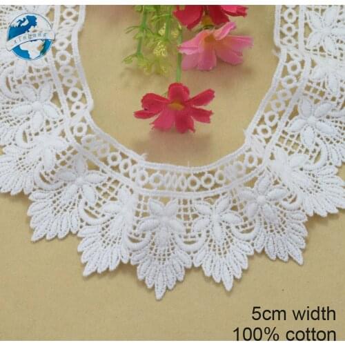 5cm white 100% cotton embroidery lace french lace ribbon fabric guipure diy trims warp knitting sewing Accessories#3269