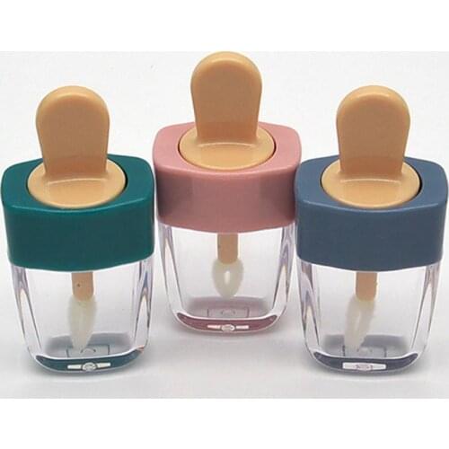 6ml Ice Cream Shape Transparent Mini Lip Gloss Tube Empty Lip Balm Container With Lid Rubber Inserts Lipstick Samples Dispenser