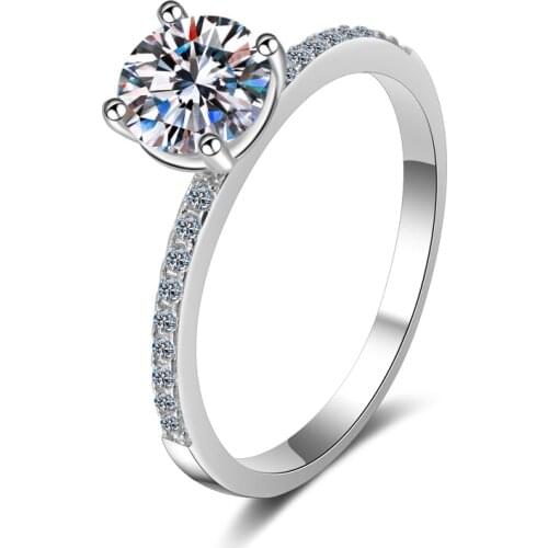 ANZIW 925 Sterling Silver Moissanite Diamond 1.0CT Thin Arm Classic Engagement Ring For Women Jewelry Gifts