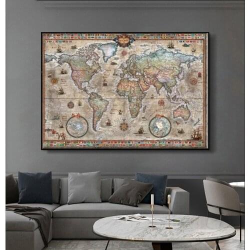 Large abstract Vintage World Map Diamond Embroidery paint by diamonds Full round square Drill 5d DIY Diamond Painting mosaic