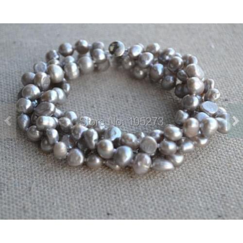 New Arriver Dark Gray Pearl Bracelet 4 Rows 8'' 6-7mm Freshwater Pearl Bracelet Bridesmaid Gifts Maid Of Honor Wedding Jewelry