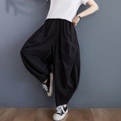Casual Pants 2021 New Arrival High Waist Cotton Linen Summer Pants Lady Street Wear Fashion Wide Leg Pants Harem Pants trousers