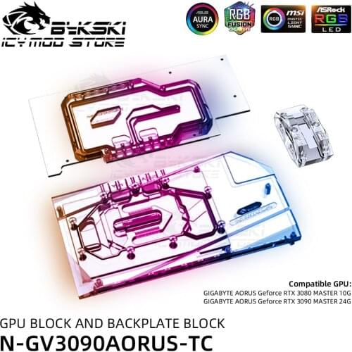 Bykski A-RGB VGA Water Block Backplate Block For Gigabyte Aorus RTX 3080 3090 Master GPU Back Cover Heatsink N-GV3090AORUS-TC