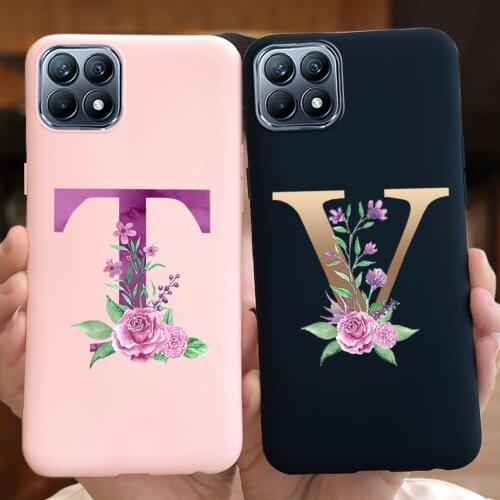 For OPPO Reno 4 se Case Alphabet Flower Soft Silicone Cases Cover For OPPO Reno4 SE PEAT00 PEAM00 Coque Reno4 SE Funda Shell
