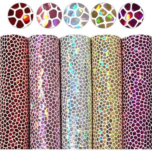 David accessories 20*33cm Hologram Synthetic Leather DIY Bow Bag Shoes Material Faux Leather Fabric Sheets Decoration,1Yc8699