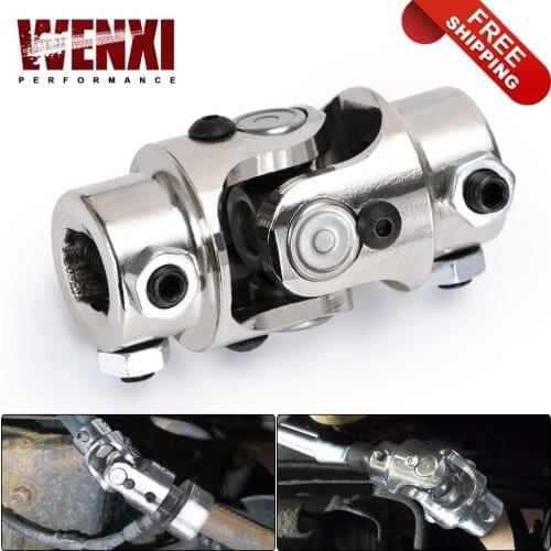 Free Shipping 1pc 3/4-36 Spline X 3/4" DD Chrome Double Steering Shaft Joint Universal U Joint Coupler Mustang II Power Rack