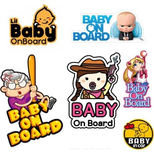 Fuzhen Boutique Decals Exterior Accessories Funny Car Stickers Baby on Board Cartoon Anime Decal Baby In Car Styling Decoration