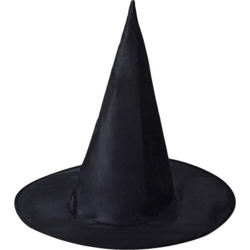 Halloween Witch Hat Costume Props Wider Reliable Adult Womens Black Witch Hat For Halloween Costume Party Accessory
