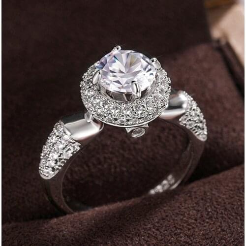 Huitan Gorgeous Women Engagement Wedding Party Rings Silver Color AAA Cubic Zirconia Top Quality Fine Gift Statement Jewelry New