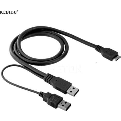 Kebidu Dual USB 3.0 A Male to Micro-B Power Supply Y Cable For Mobile Hard Disk Drive Mobile HDD SSD cable adapter 0.5m