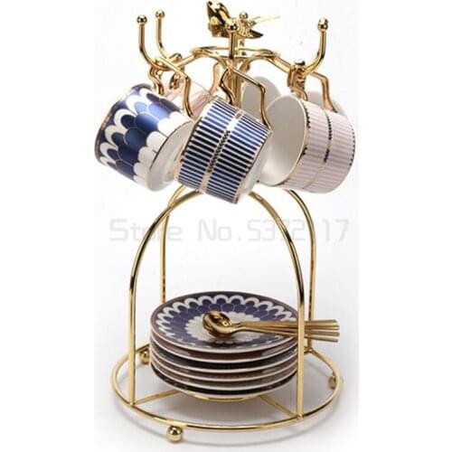 British style ceramic cup coffee cup set afternoon tea set creative cup with dish spoon holder