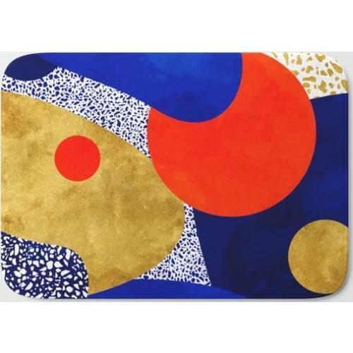HOT Bathroom Rugs Terrazzo Galaxy Blue Gold Orange Bath Mat Flannel Absorbent Non Slip Doormat Entrance Door Bath Room Mats